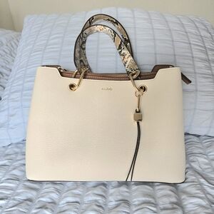 ALDO White Shoulder Bag Snake Skin Strap